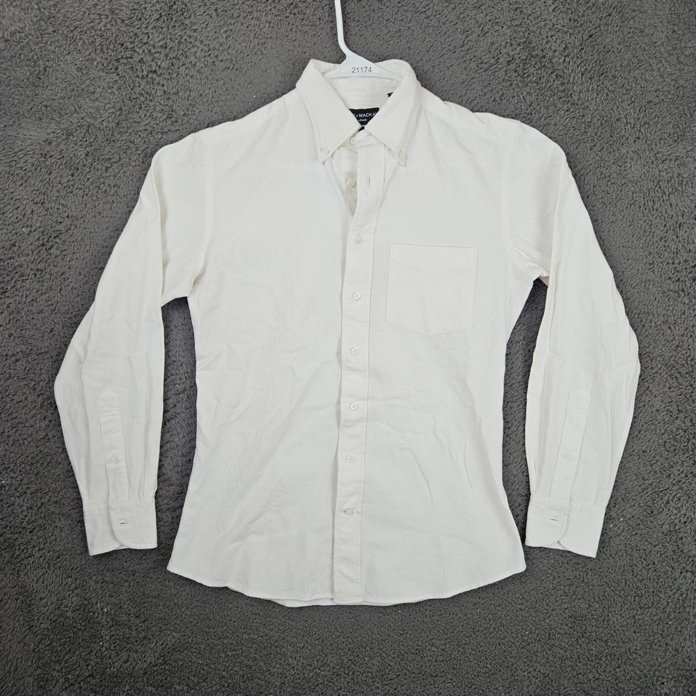 Spier & Mackay White Extra Slim Handmade Button Down Dress Shirt Mens 15 33